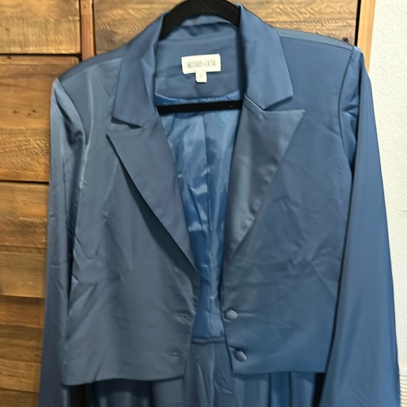 NWT White room & Cactus blue pant suit-crop jacket and wide leg pant - Picture 1 of 8